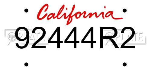92444R2 California License Plate