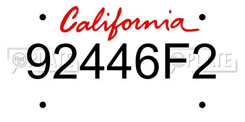 92446F2 California License Plate