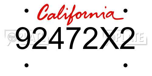 92472X2 California License Plate