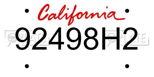 92498H2 California License Plate
