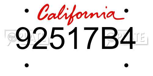 92517B4 California License Plate