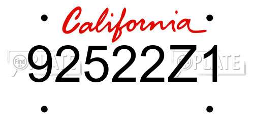92522Z1 California License Plate