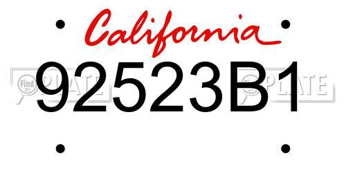 92523B1 California License Plate