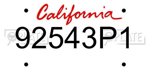 92543P1 California License Plate