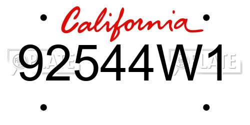92544W1 California License Plate