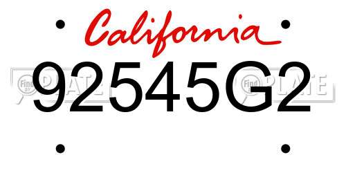 92545G2 California License Plate