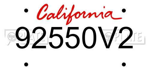 92550V2 California License Plate