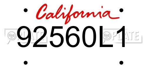 92560L1 California License Plate