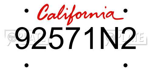 92571N2 California License Plate