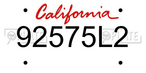 92575L2 California License Plate
