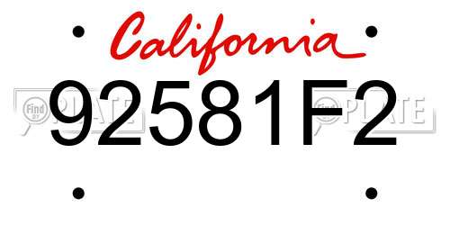 92581F2 California License Plate