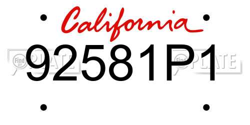 92581P1 California License Plate