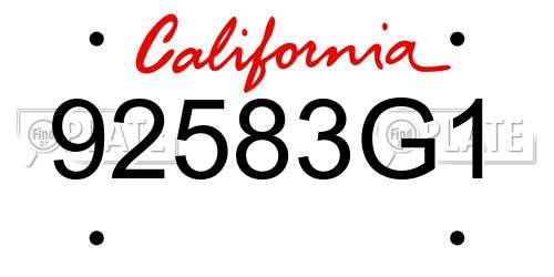 92583G1 California License Plate