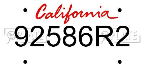 92586R2 California License Plate