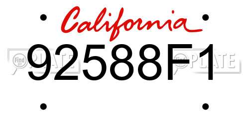 92588F1 California License Plate