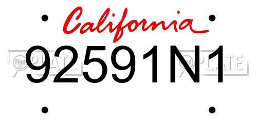 92591N1 California License Plate