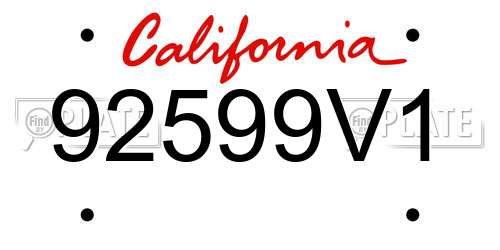92599V1 California License Plate