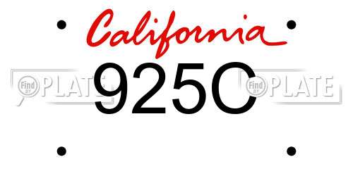 925C California License Plate