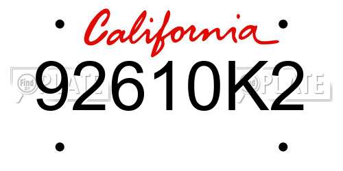 92610K2 California License Plate