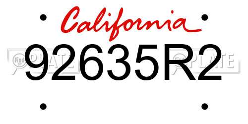 92635R2 California License Plate