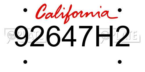 92647H2 California License Plate