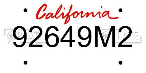 92649M2 California License Plate