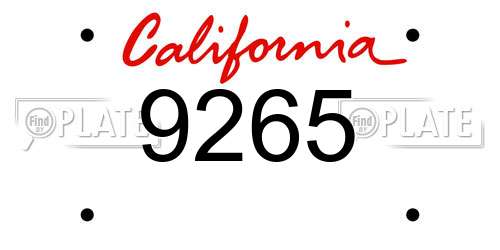 9265 California License Plate