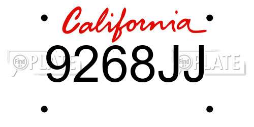 9268JJ California License Plate