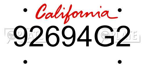 92694G2 California License Plate