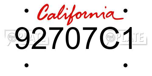 92707C1 California License Plate