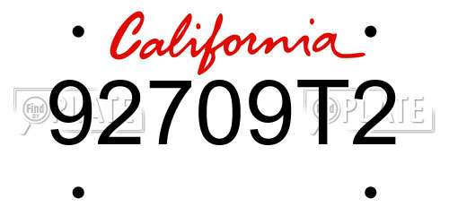 92709T2 California License Plate