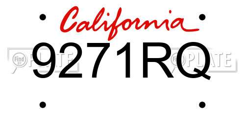 9271RQ California License Plate