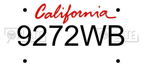 9272WB California License Plate