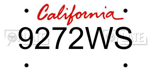 9272WS California License Plate