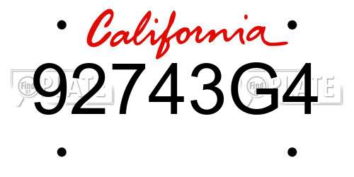 92743G4 California License Plate
