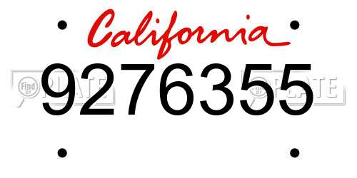 9276355 California License Plate