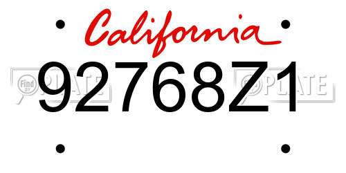 92768Z1 California License Plate