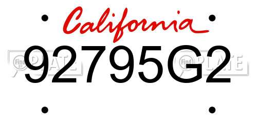 92795G2 California License Plate