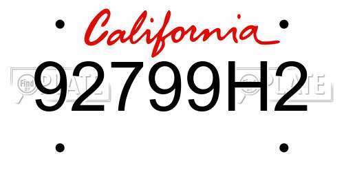 92799H2 California License Plate