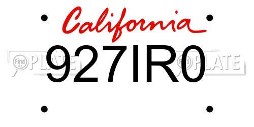 927IR0 California License Plate
