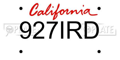 927IRD California License Plate