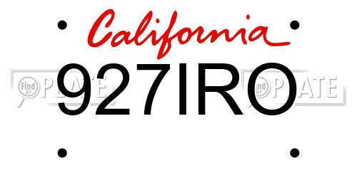 927IRO California License Plate