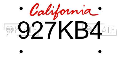 927KB4 California License Plate