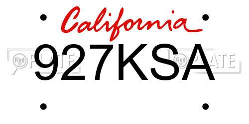 927KSA California License Plate