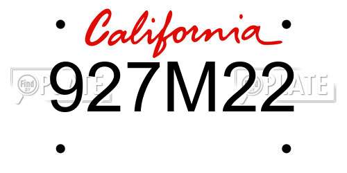 927M22 California License Plate