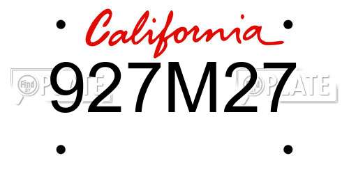 927M27 California License Plate