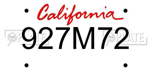 927M72 California License Plate