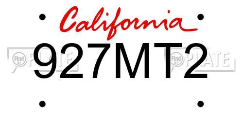 927MT2 California License Plate