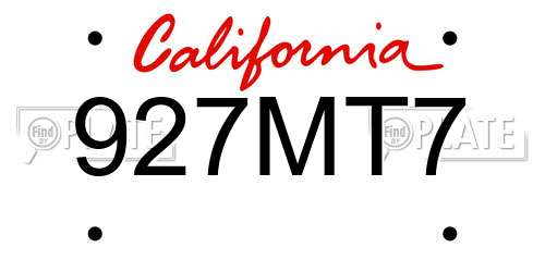 927MT7 California License Plate