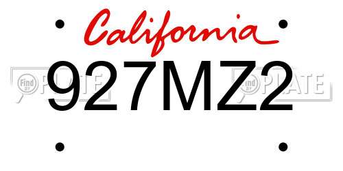 927MZ2 California License Plate